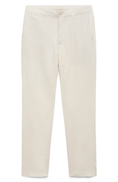 Mango Slim Fit Flat Front Linen Pants In White