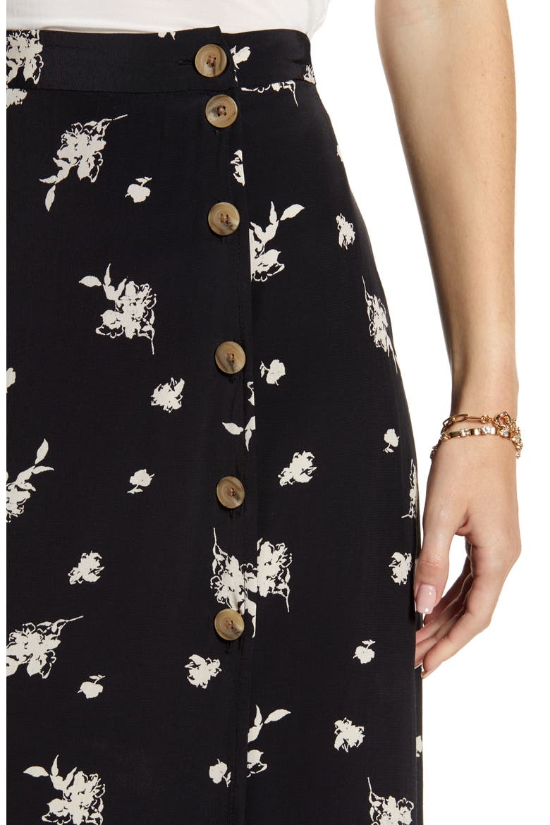 High Waist Midi Skirt (Nordstrom Exclusive), Alternate, color, BLACK ETCH FLOWERS