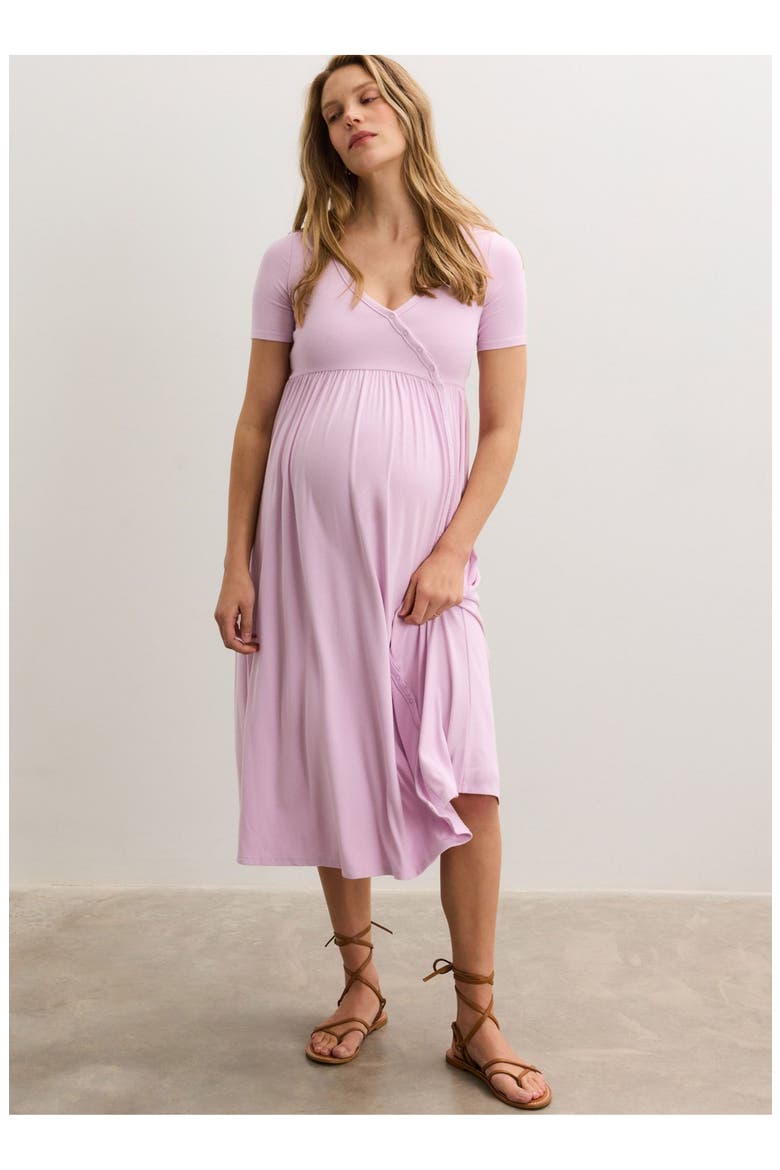 The Softest Rib Side Seam Nursing Maxi Dress, Alternate, color, Orchid