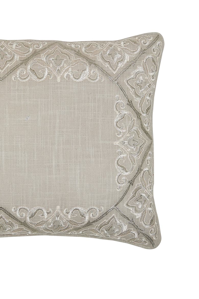 Rhea Floral Solid Gray Cotton Decor Throw Pillow, 14" x 22", Alternate, color, Gray