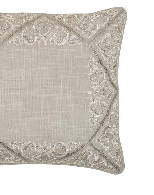 Elisabeth York Rhea Floral Solid Gray Cotton Decor Throw Pillow, 14" X 22" In Gray