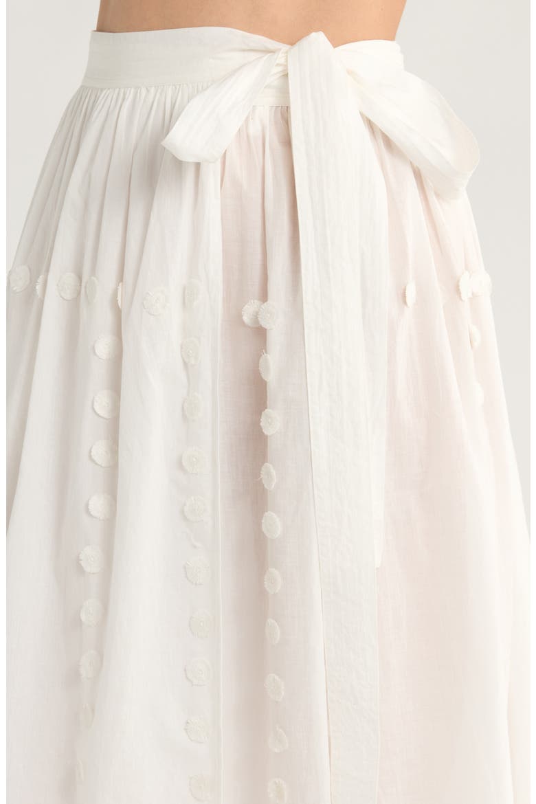 Kyla Floral Appliqué Cotton Cover-Up Wrap Skirt, Alternate, color, PRISTINE