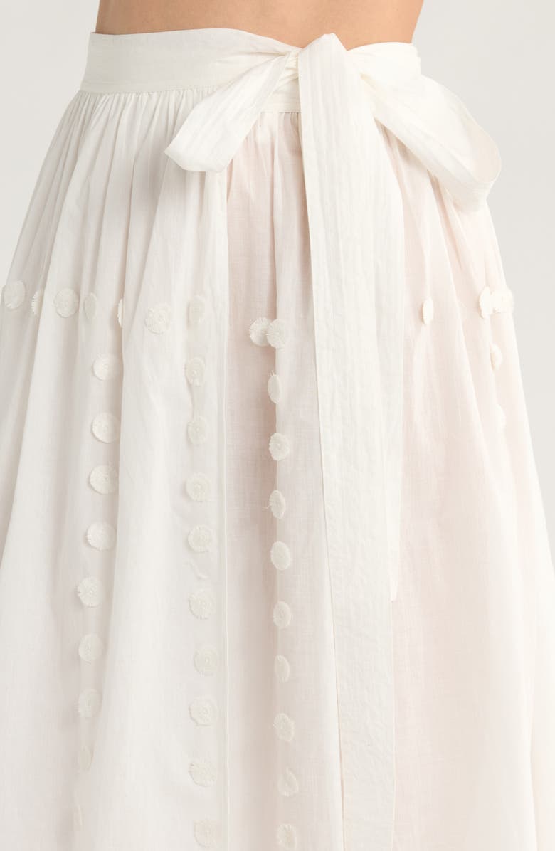 Ulla Johnson Kyla Floral Appliqué Cotton Cover-Up Wrap Skirt, Alternate, color, Pristine