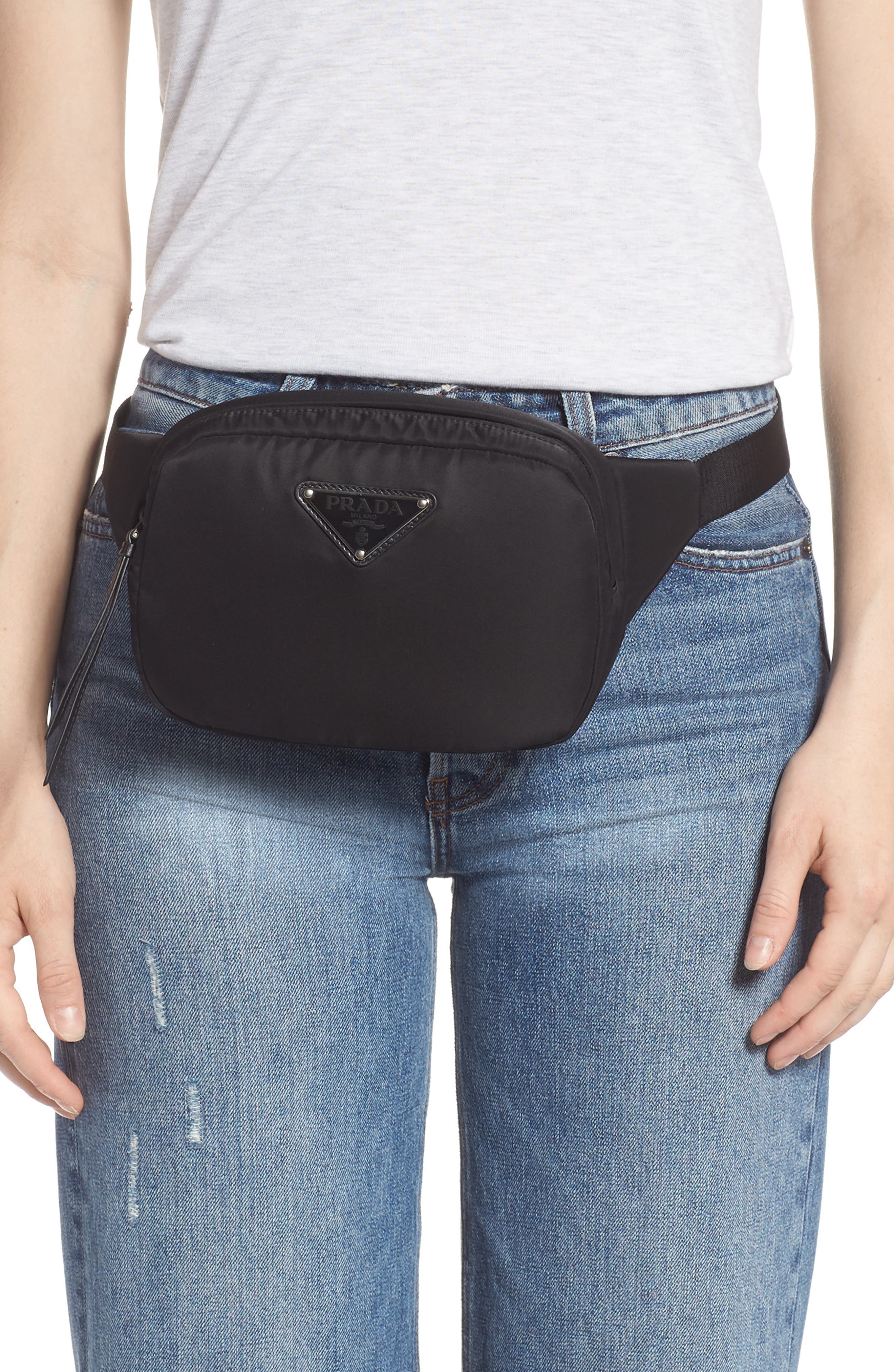 Prada Tessuto Nylon Belt Bag, Alternate, color, 
