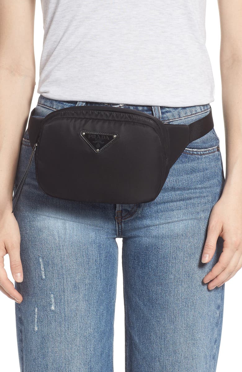 Prada Tessuto Nylon Belt Bag, Alternate, color,