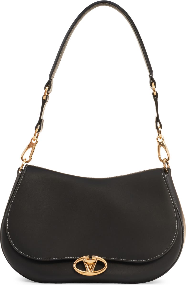 Valentino Garavani Small VLOGO Leather Saddle Shoulder Bag, Main, color,