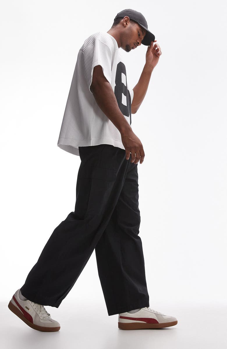 Topman Wide Leg Cargo Pants, Alternate, color, 
