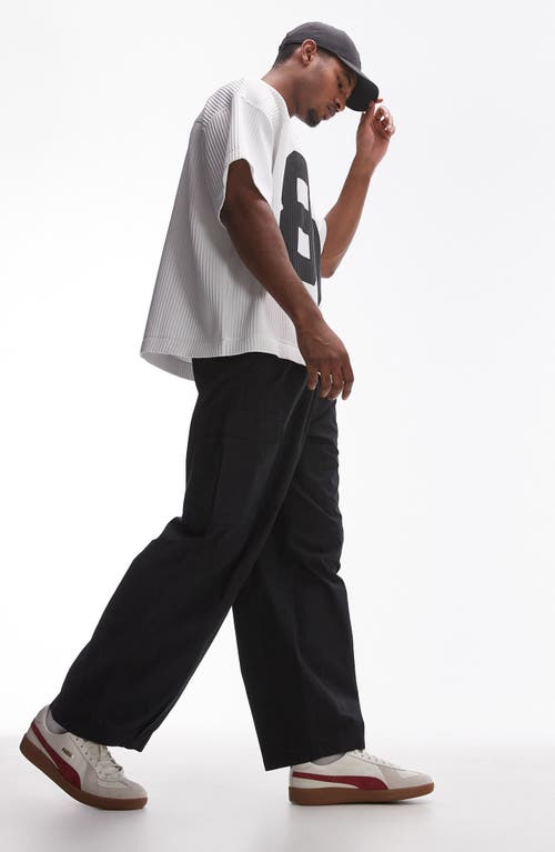 Topman Wide Leg Cargo Pants In Black