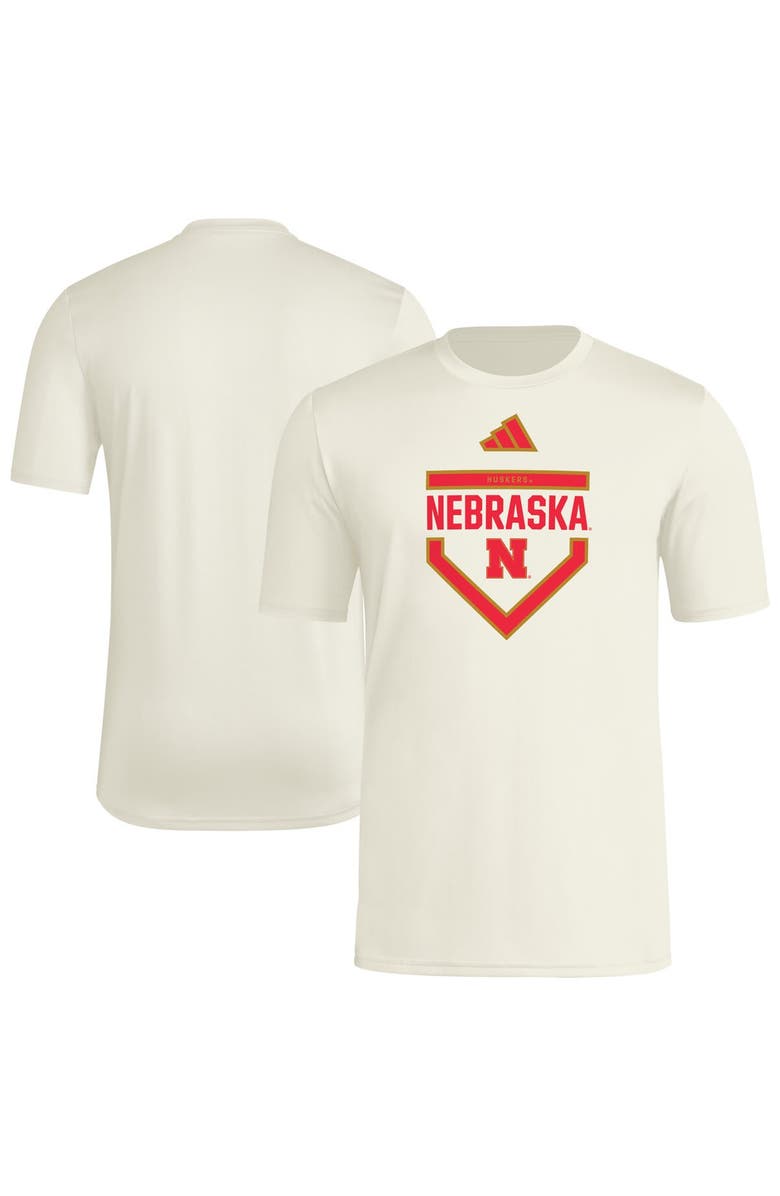 adidas Men's adidas Cream Nebraska Huskers Home Plate Pre-Game T-Shirt, Alternate, color, Cream