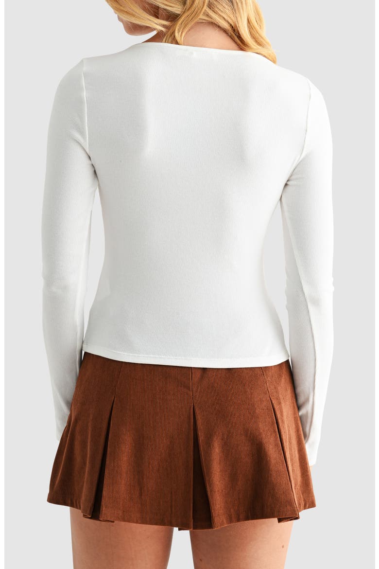 Long Sleeve Button Front Crop Top, Alternate, color, OFF WHITE