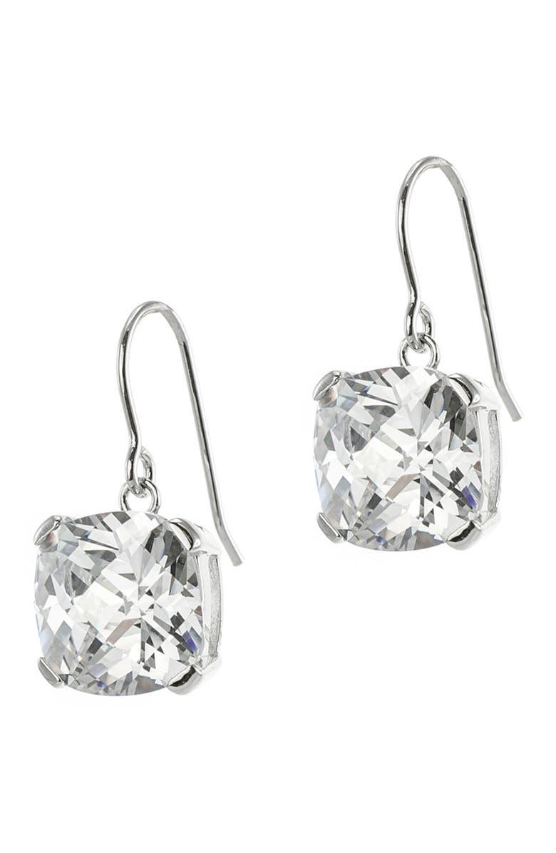 CZ by Kenneth Jay Lane Cushion CZ Cross Cut Dangle Earrings, Main, color,