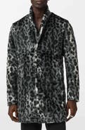 John Varvatos Templeton Leopard Print Faux Fur Topcoat