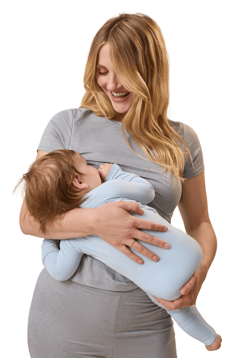Kindred Bravely The Sunday Maternity & Nursing Pajama Set, Alternate, color, Grey Heather