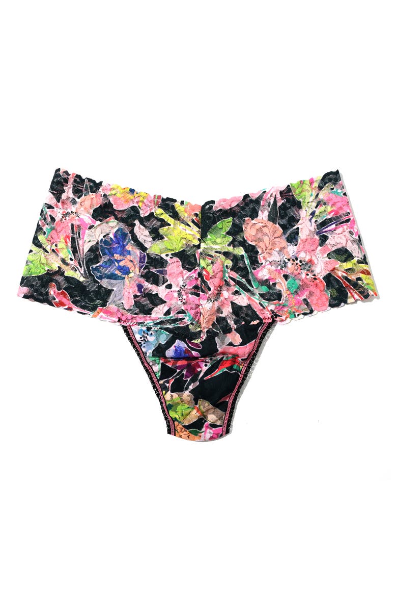 Hanky Panky Print Lace High Waist Thong, Main, color, 