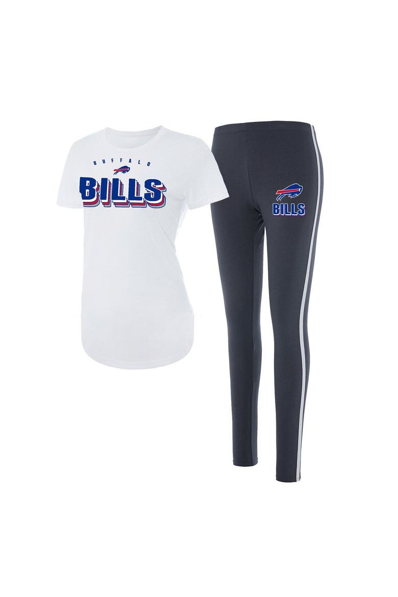 Women's Concepts Sport White/Charcoal Buffalo Bills Sonata T-Shirt & Leggings Set, Main, color, White