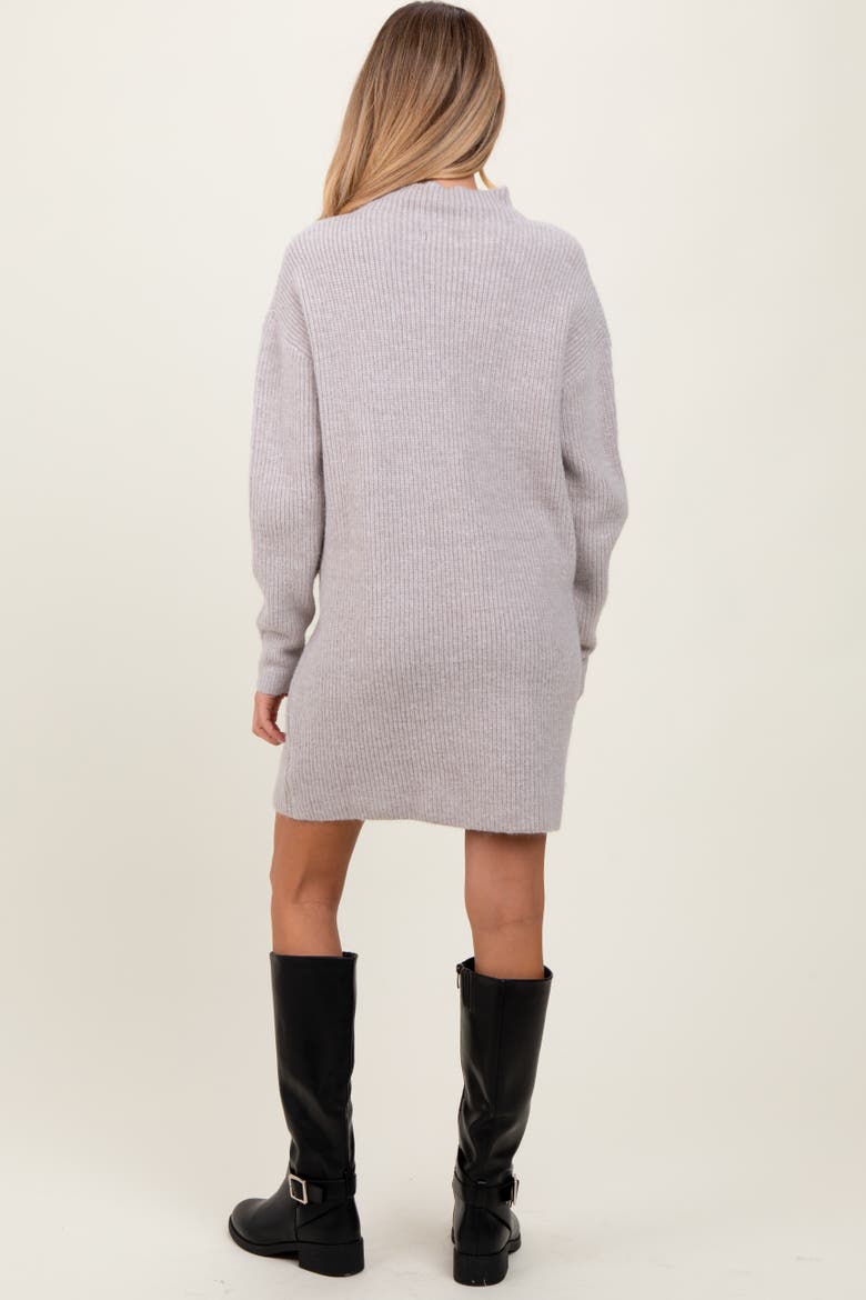 Mock Neck Mini Sweater Dress, Alternate, color, Heather Grey