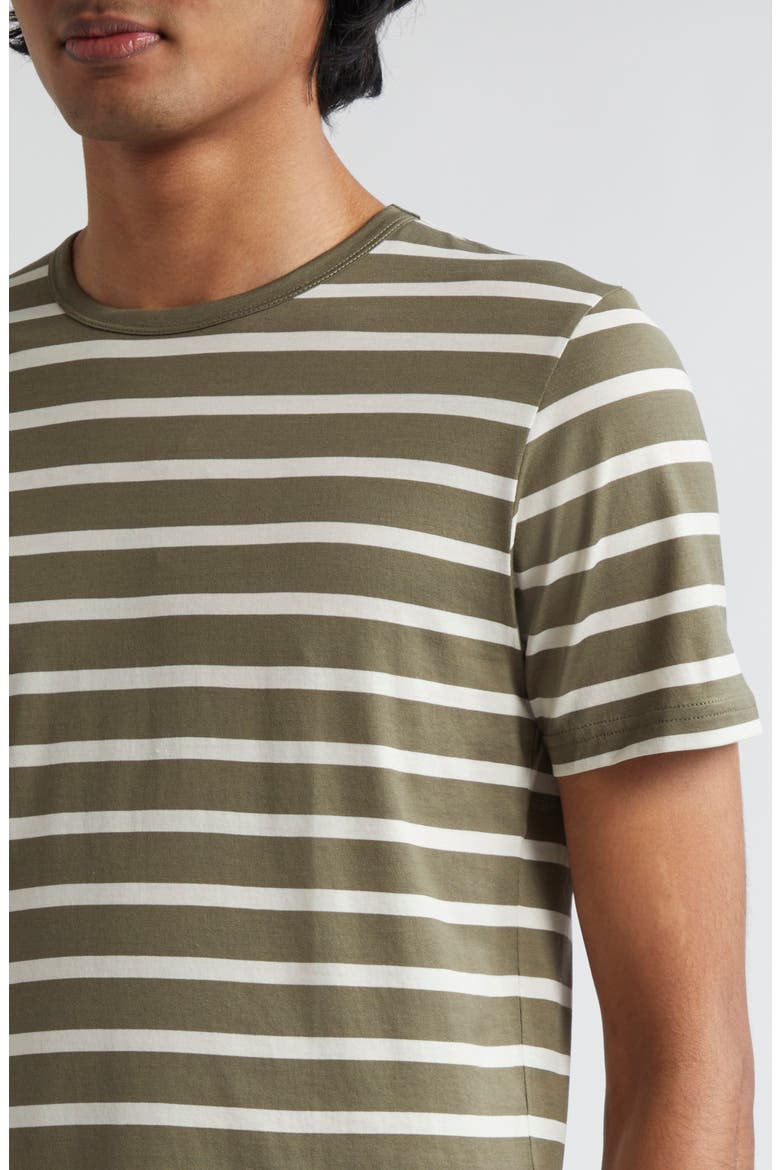 Stripe Cotton Crewneck T-Shirt, Alternate, color, KHAKI/ ECRU BRETON STRIPE