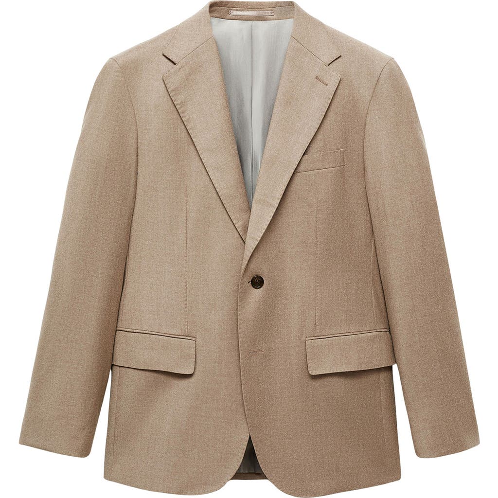 Mango Slim Fit Virgin Wool Suit Blazer In Medium Brown