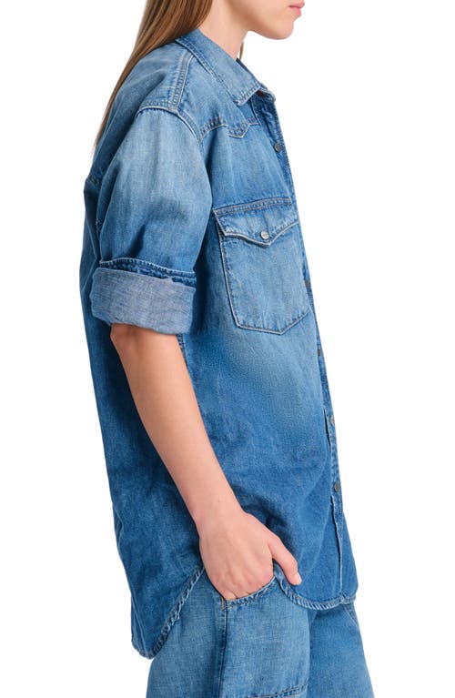 Twp Supersize Rancher Snap Front Denim Shirt In Vintage Wash