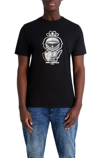 Karl Lagerfeld Paris Outline Karl Amour Cotton Graphic T-shirt In Black