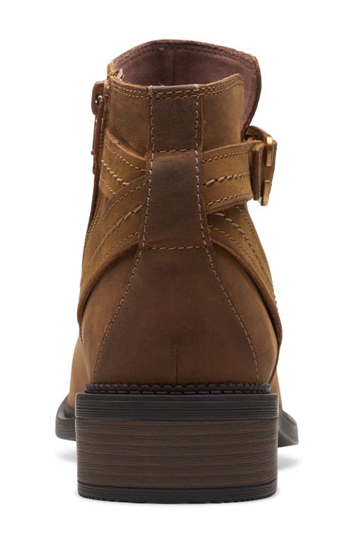 Clarks ® Maye Buckle Strap Boot In Dark Tan Leather