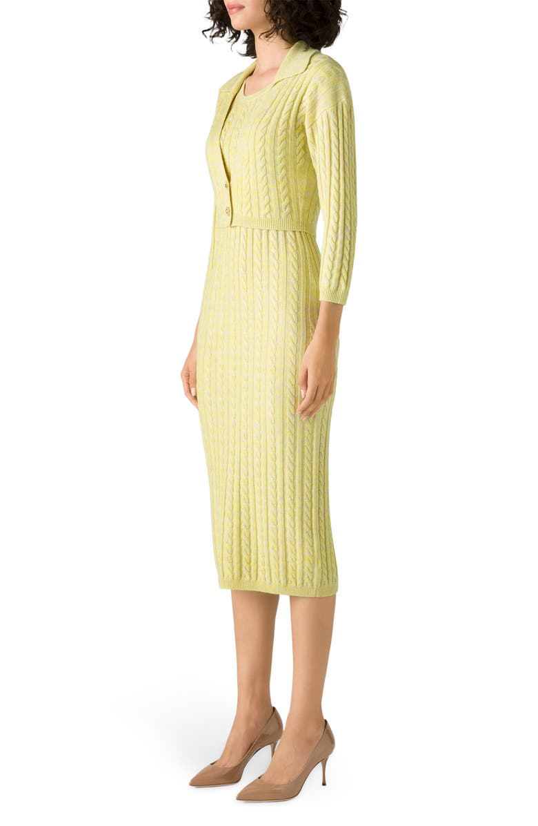 St. John Collection Static Cable Knit Wool Cardigan, Alternate, color, 