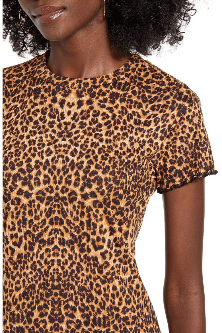Leopard Print Rib Minidress, Alternate, color, LEOPARD