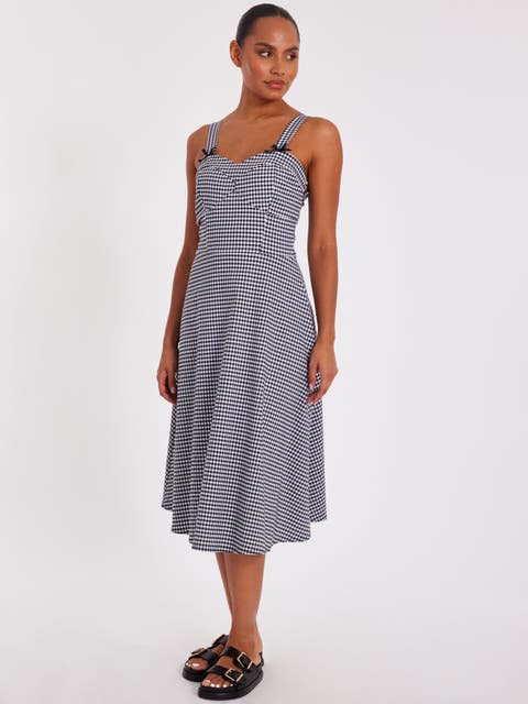 Gingham Strappy Midi Dress