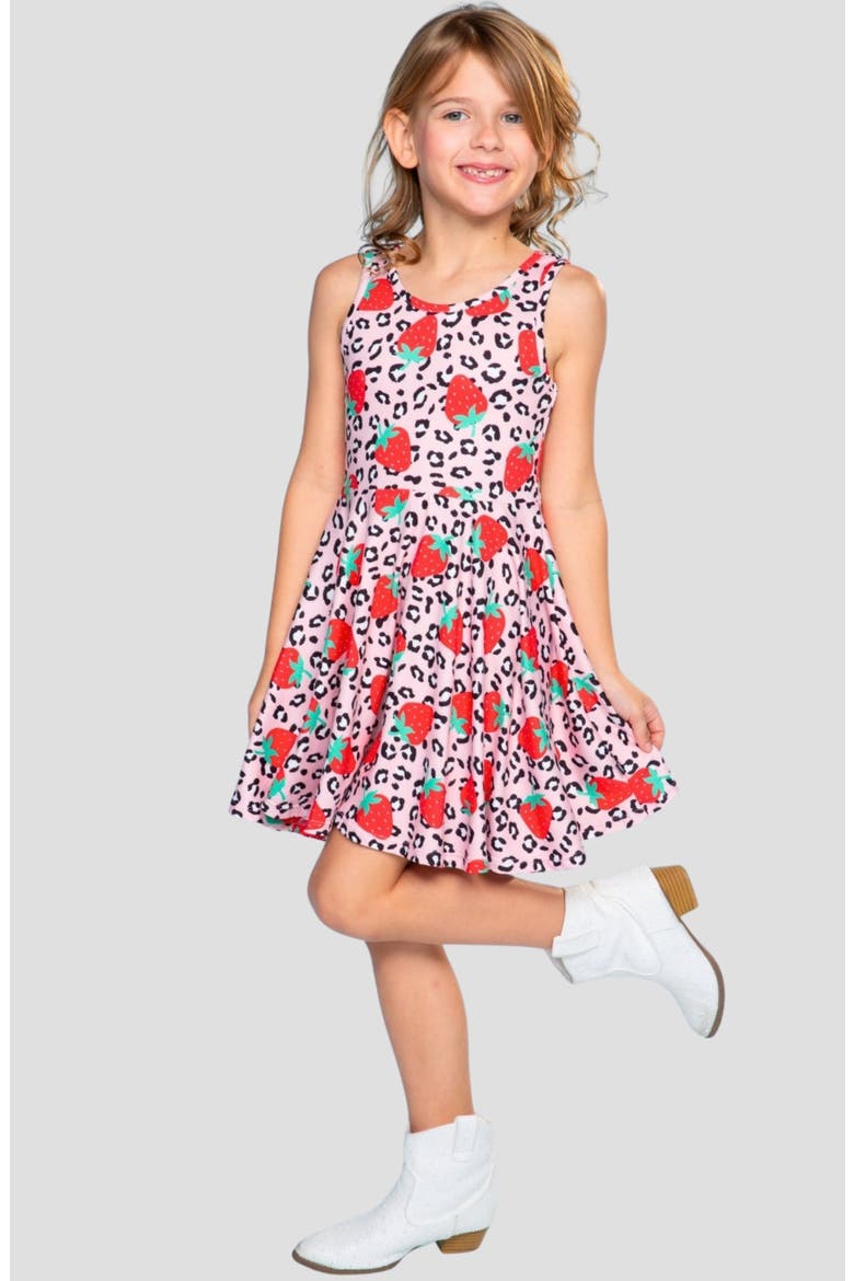 Kids' Simply Soft Twirl Dress, Alternate, color, STRAWBERRY LEOPARD