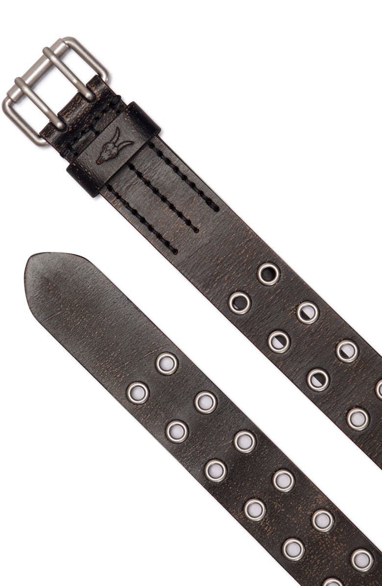 AllSaints Sturge Double Prong Leather Belt, Alternate, color, 