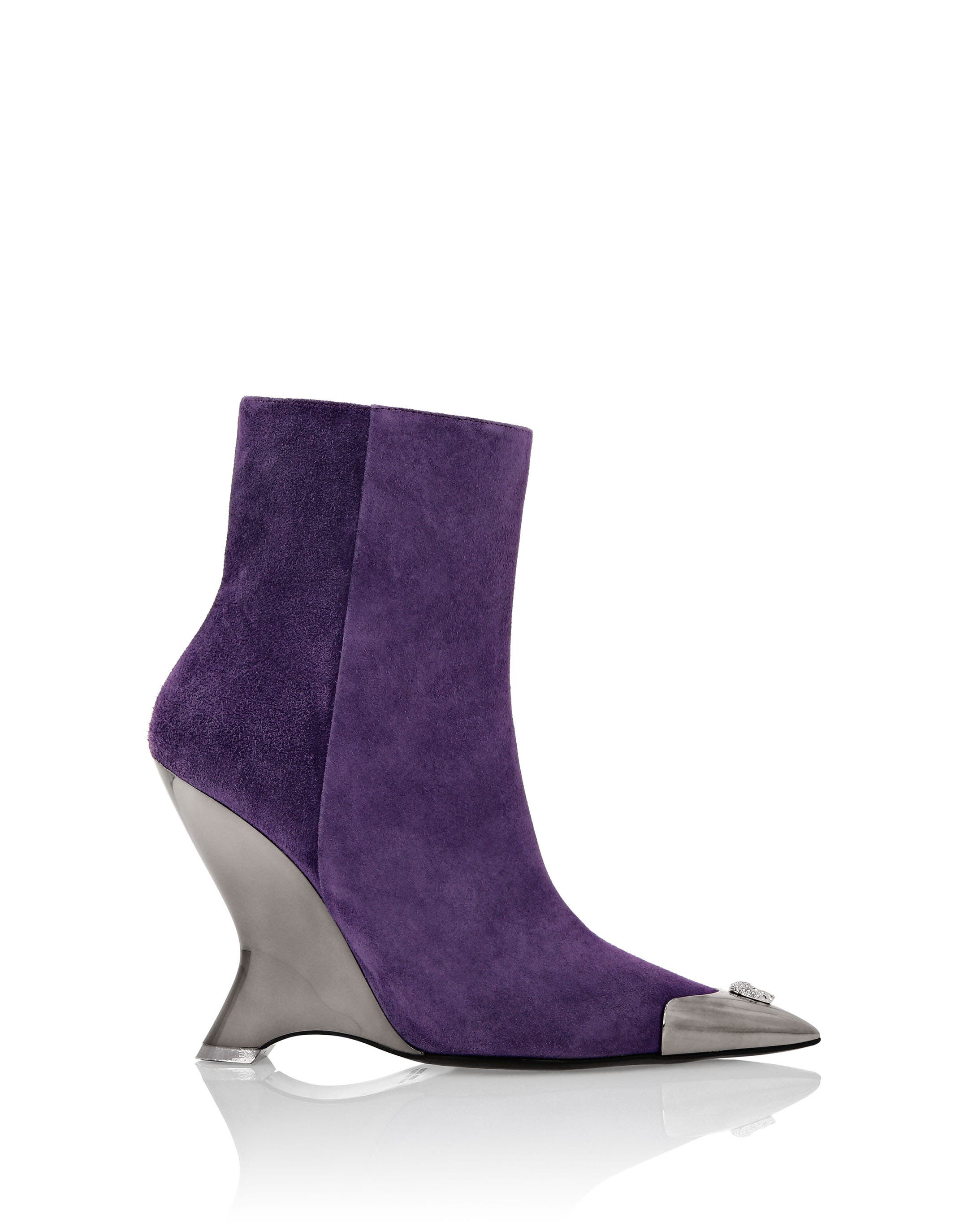 PHILIPP PLEIN Suede Boots Wedge Women, Alternate, color, Purple