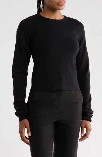 Open Sleeve Rib Knit Crewneck Sweater
