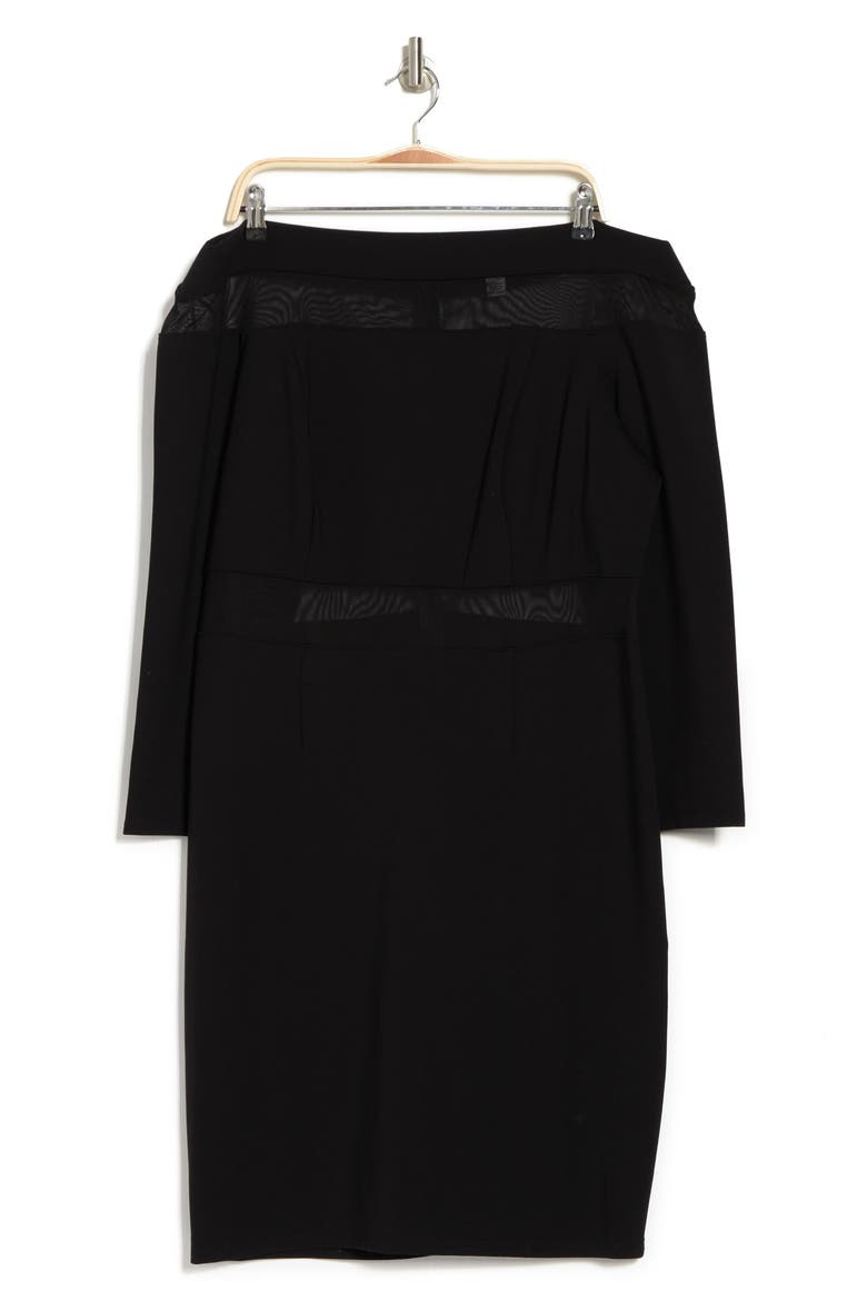 Luna Mesh Panel Off-the-Shoulder Midi Dress, Alternate, color, BLACK