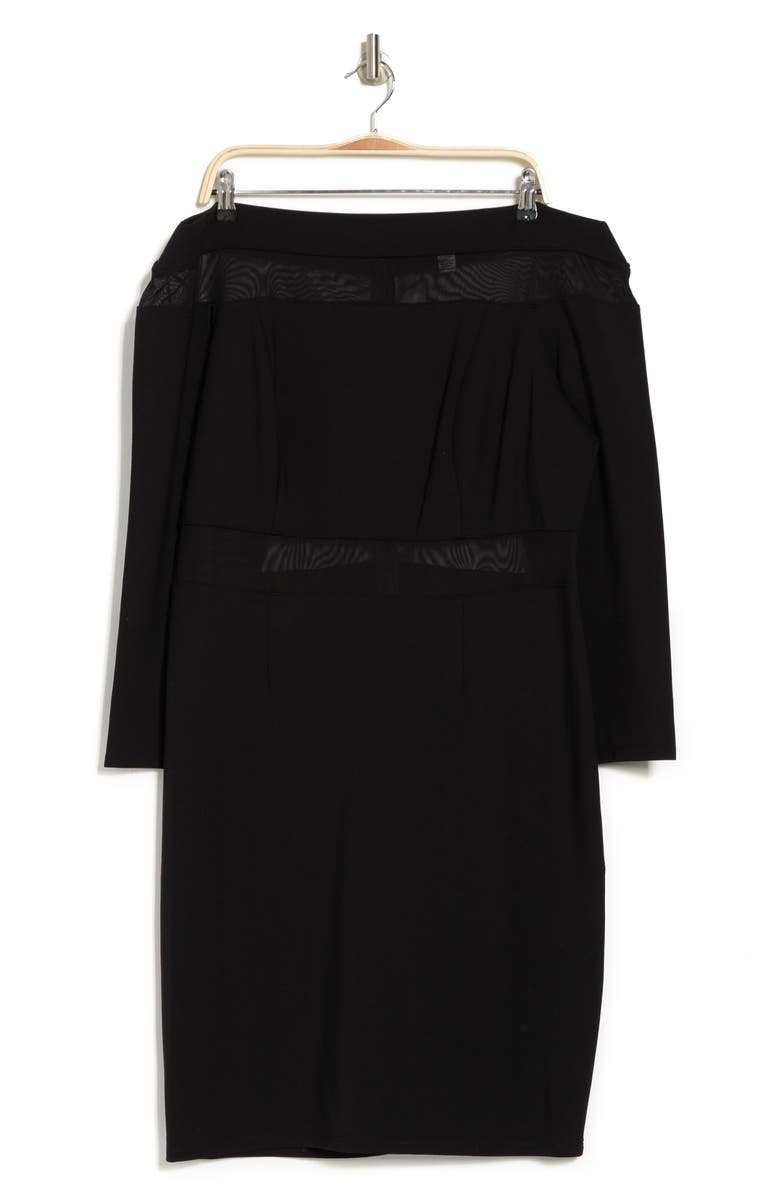 Love By Design Luna Mesh Panel Off-the-Shoulder Midi Dress, Alternate, color, Black