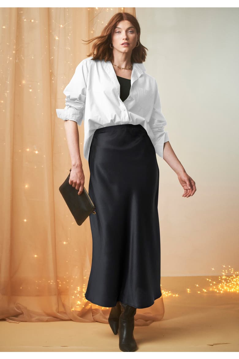Satin Maxi Skirt, Main, color, BLACK