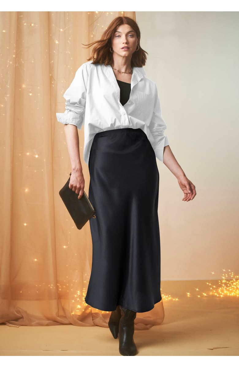 Jessica London Satin Maxi Skirt, Main, color, Black