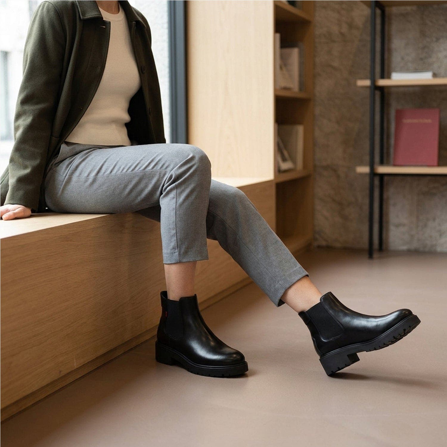 Amber Street Hands Free Technology Chelsea Boot, Alternate, color, Black Napa Leather