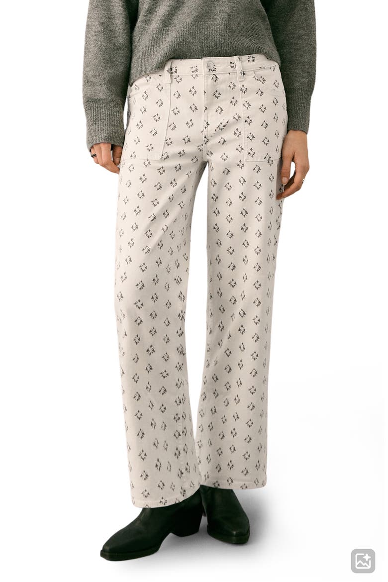 Print Straight Leg Jeans, Main, color, OFF WHITE