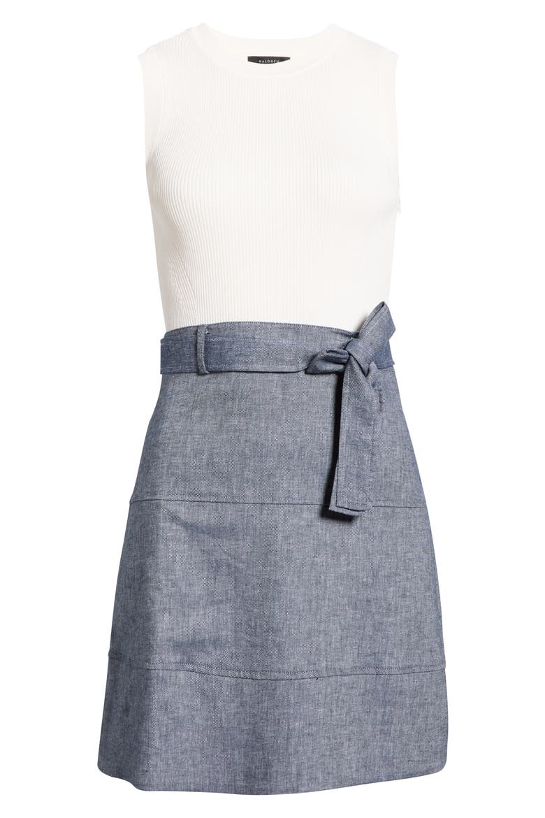 Tie Belt Dress, Alternate, color, NEW IVORY