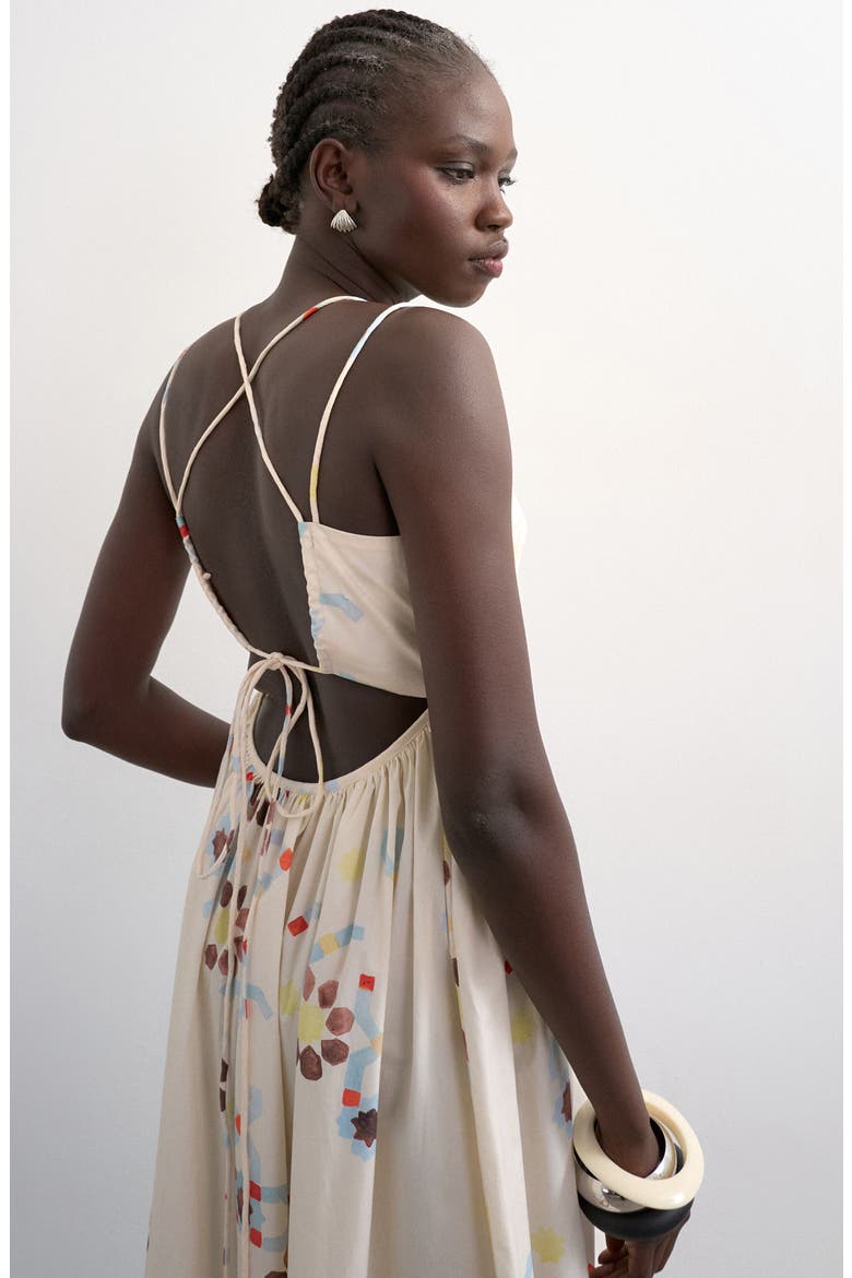 Strappy Open Back Cotton Poplin Dress, Alternate, color, BEIGE