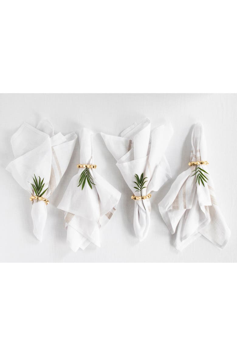 Linen Dinner Napkins Set of 4, 20 x 20" - French Stripe, Main, color, Natural and White