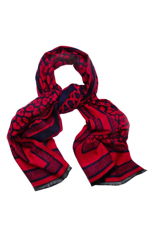 Saachi Reversible Leopard Pattern Scarf In Red