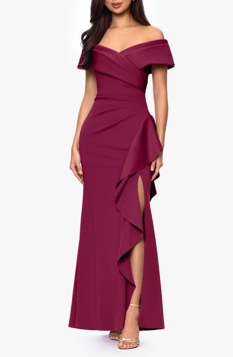 Off the Shoulder Scuba Mermaid Gown