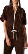 Steve Madden Velour Puff Sleeve Track Jacket