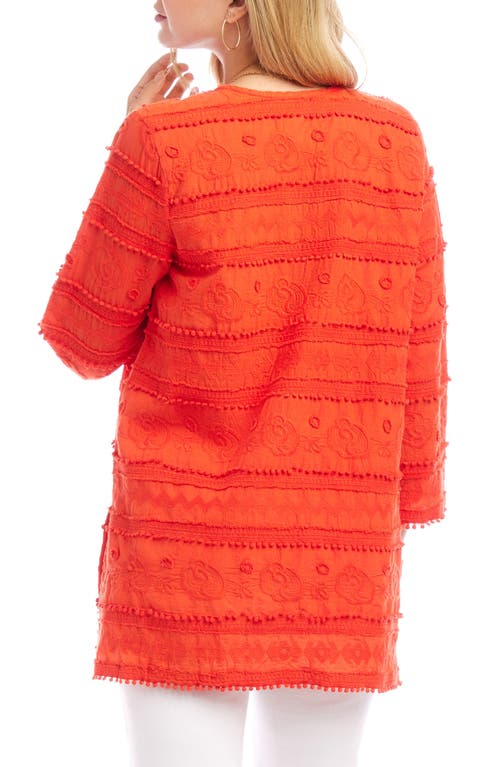 Karen Kane Embroidered Cotton Tunic Top In Orange