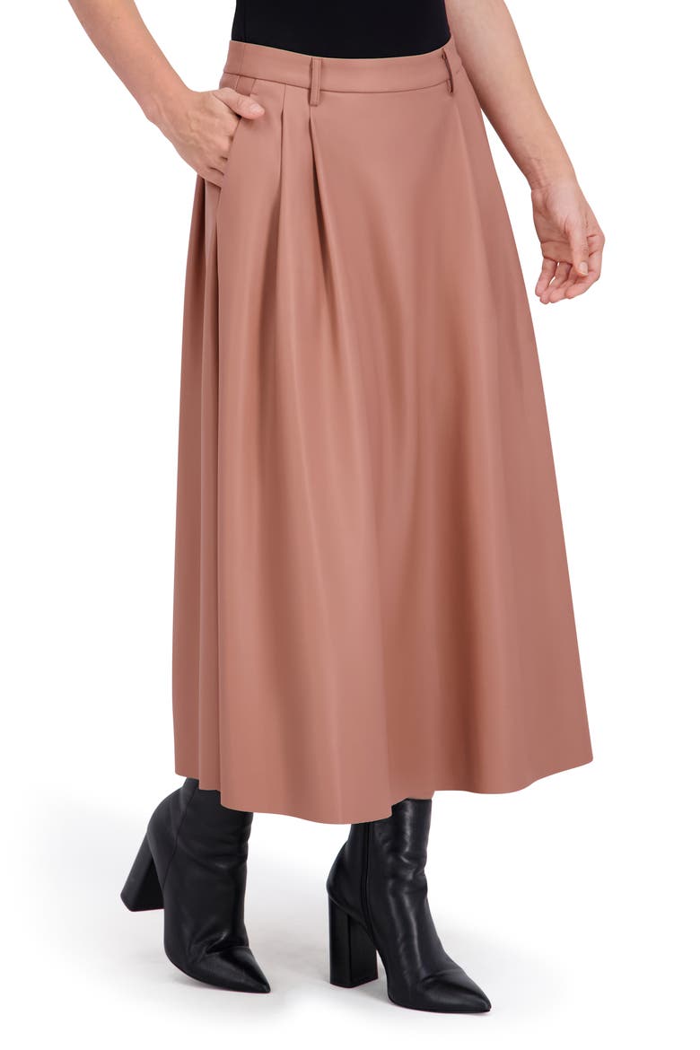 Supersoft Faux Leather Pocketed Maxi Skirt, Alternate, color, MOCHA