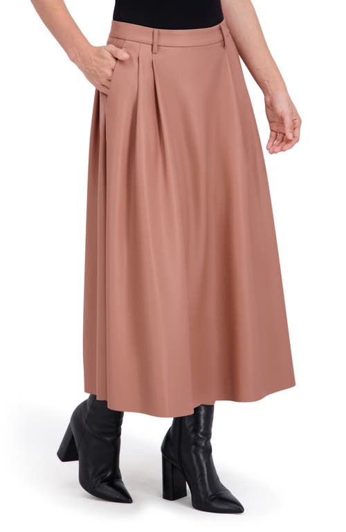 Ookie & Lala Supersoft Faux Leather Pocketed Maxi Skirt In Brown