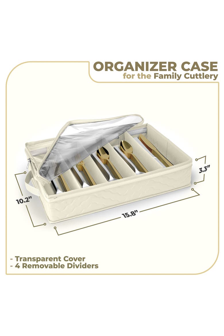 Fabric Flatware Storage Chest, Alternate, color, BEIGE