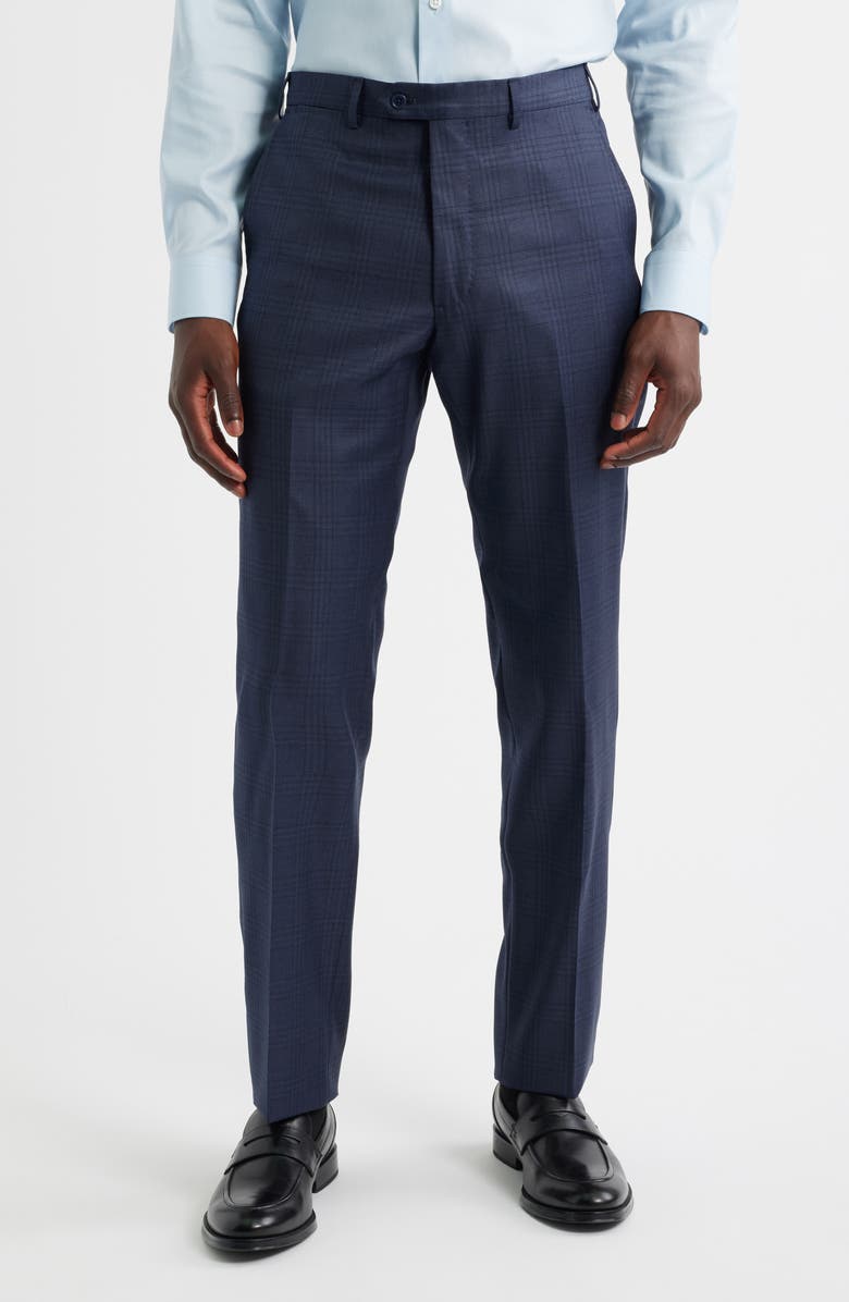 Emporio Armani Navy Blue Check Wool Suit, Alternate, color, Plaid Blue