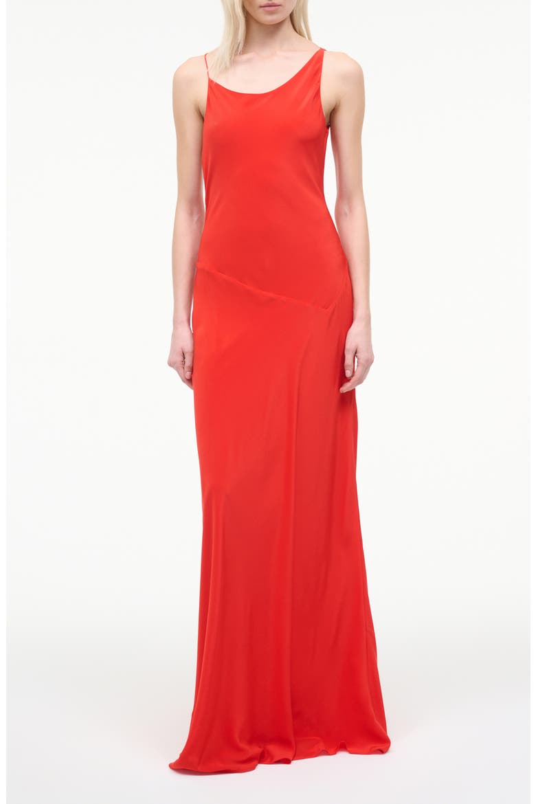 Toluca Asymmetric Neck Silk Gown, Main, color, RED ROSE
